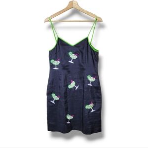 CJ Laing 100% Linen Cocktail-Embroidered Dress 12 Adjustable Straps Lined